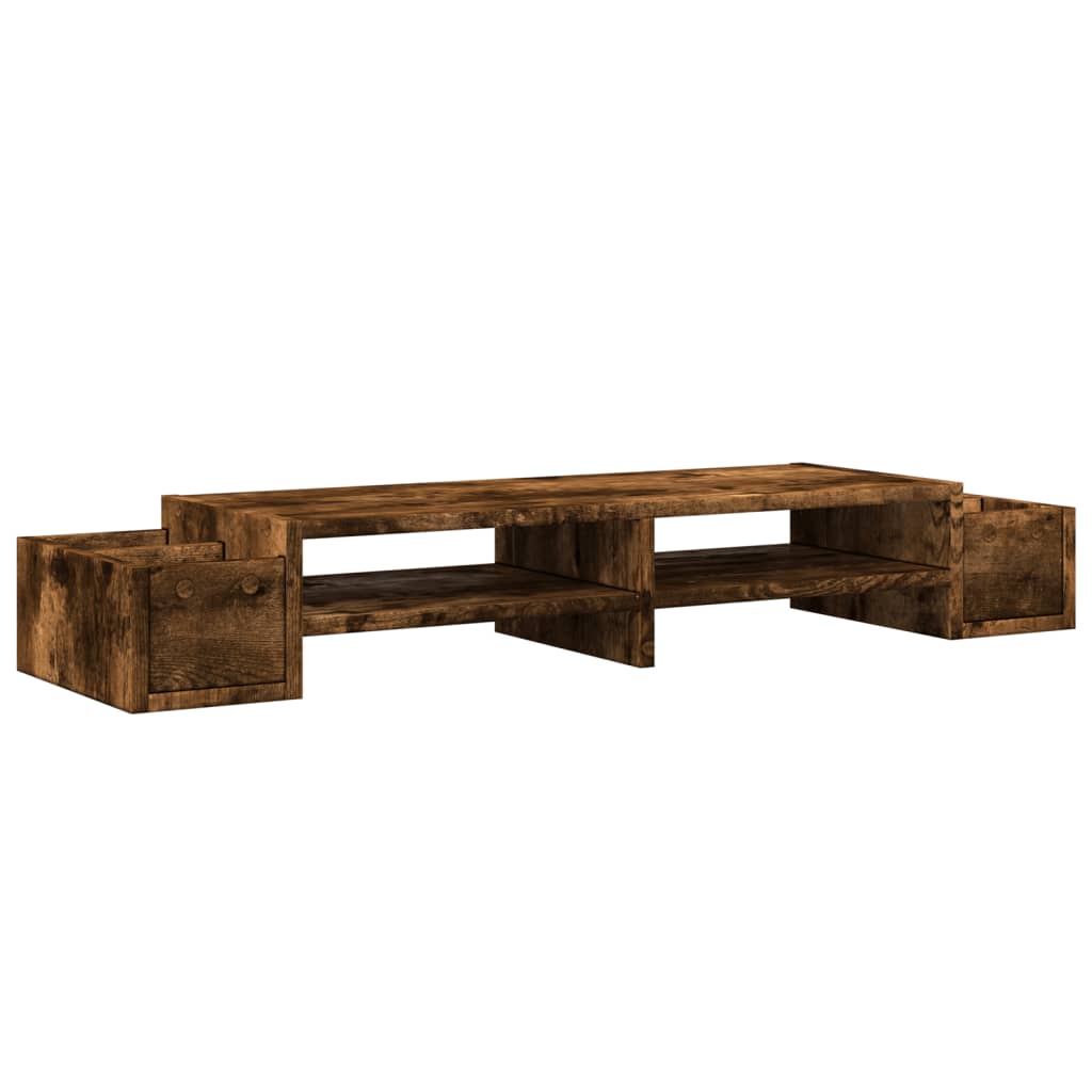 vidaXL Support de moniteur avec rangement chêne fumé bois d'ingénierie
