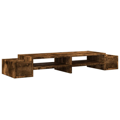 vidaXL Support de moniteur avec rangement chêne fumé bois d'ingénierie