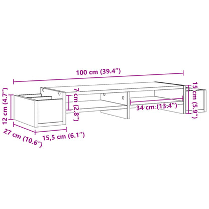 vidaXL Support de moniteur avec rangement chêne fumé bois d'ingénierie