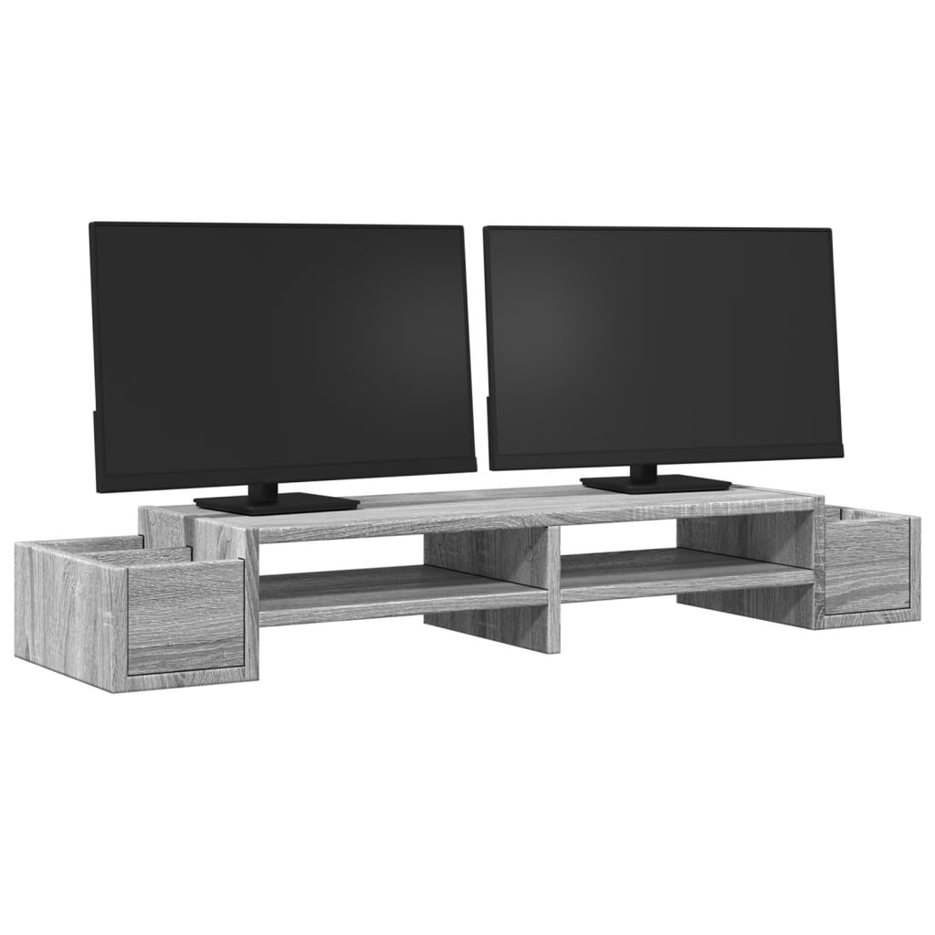 vidaXL Support de moniteur avec rangement sonoma gris bois ingénierie