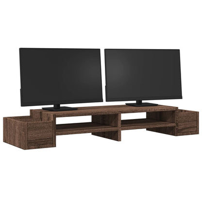 vidaXL Support de moniteur avec rangement chêne marron bois ingénierie