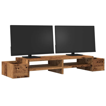 vidaXL Support de moniteur avec rangement vieux bois bois d'ingénierie