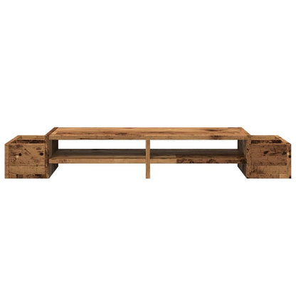 vidaXL Support de moniteur avec rangement vieux bois bois d'ingénierie