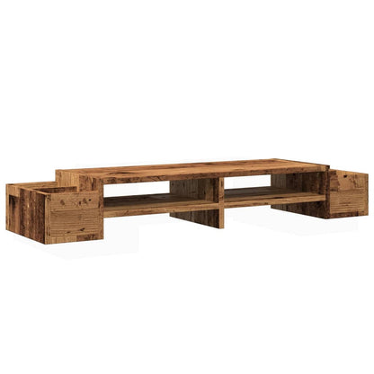 vidaXL Support de moniteur avec rangement vieux bois bois d'ingénierie