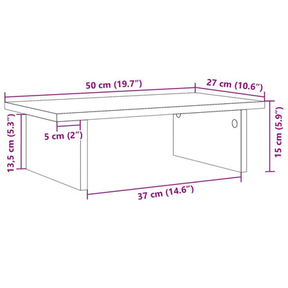 vidaXL Support de moniteur gris béton 50x27x15 cm bois d'ingénierie