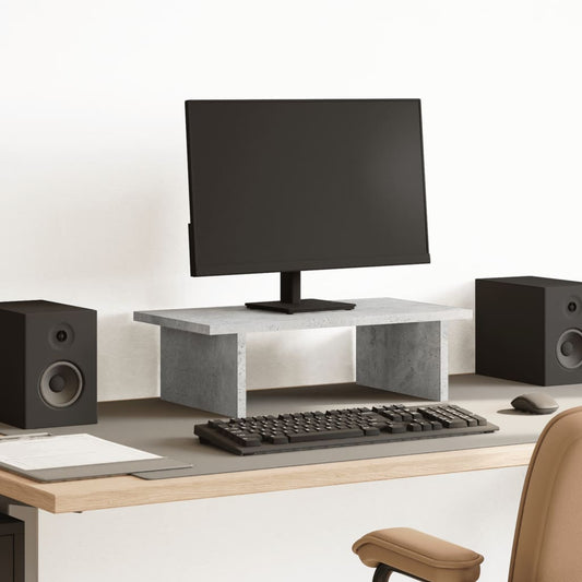 vidaXL Support de moniteur gris béton 50x27x15 cm bois d'ingénierie