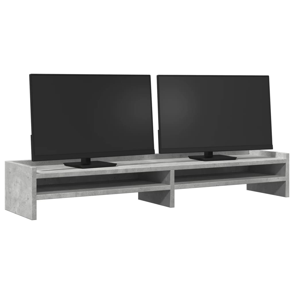 vidaXL Support de moniteur gris béton 100x24x16 cm bois d'ingénierie