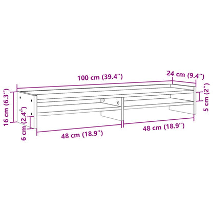 vidaXL Support de moniteur chêne fumé 100x24x16 cm bois d'ingénierie