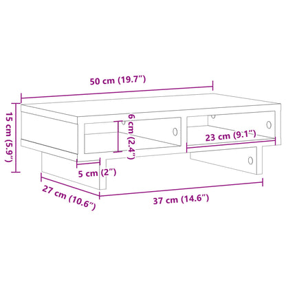 vidaXL Support de moniteur sonoma gris 50x27x15 cm bois d'ingénierie