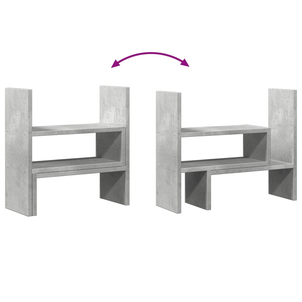 vidaXL Organisateur de bureau réglable gris béton bois d'ingénierie