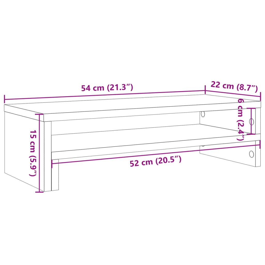 vidaXL Support de moniteur vieux bois 54x22x15 cm bois d'ingénierie