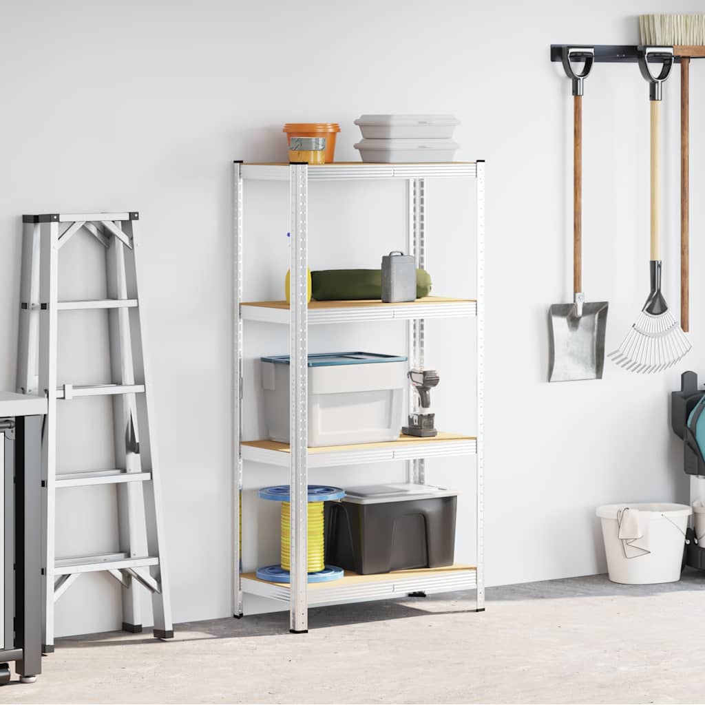 vidaXL Étagère de rangement 4 niveaux Argenté Acier et bois ingénierie