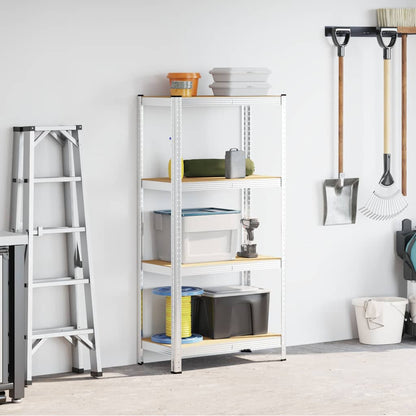 vidaXL Étagère de rangement 4 niveaux Argenté Acier et bois ingénierie