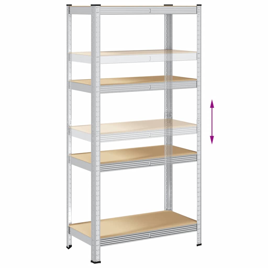 vidaXL Étagère de rangement 4 niveaux Argenté Acier et bois ingénierie