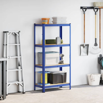 vidaXL Étagère de rangement à 4 niveaux Bleu Acier et bois ingénierie