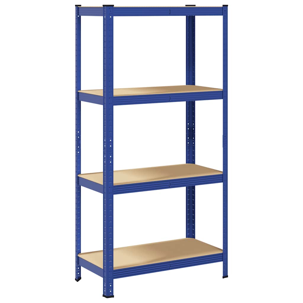 vidaXL Étagère de rangement à 4 niveaux Bleu Acier et bois ingénierie