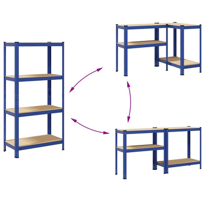 vidaXL Étagère de rangement à 4 niveaux Bleu Acier et bois ingénierie