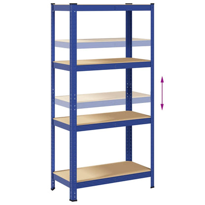vidaXL Étagère de rangement à 4 niveaux Bleu Acier et bois ingénierie