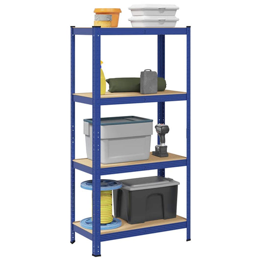vidaXL Étagère de rangement à 4 niveaux Bleu Acier et bois ingénierie