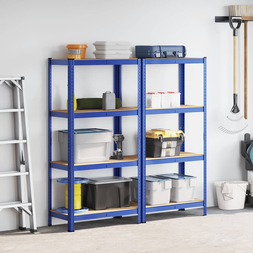 vidaXL Étagères de rangement à 4 niveaux 2 pcs acier bois d'ingénierie