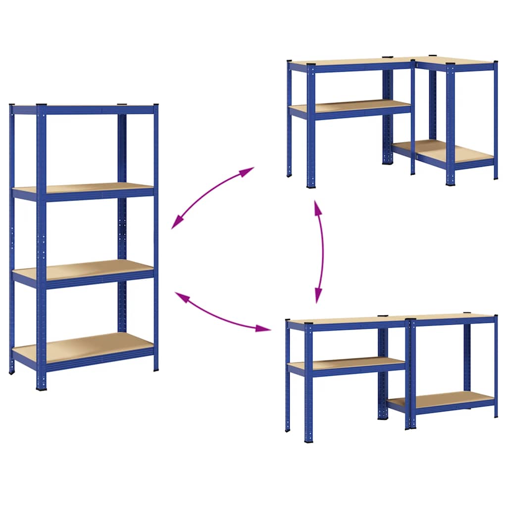 vidaXL Étagères de rangement à 4 niveaux 2 pcs acier bois d'ingénierie
