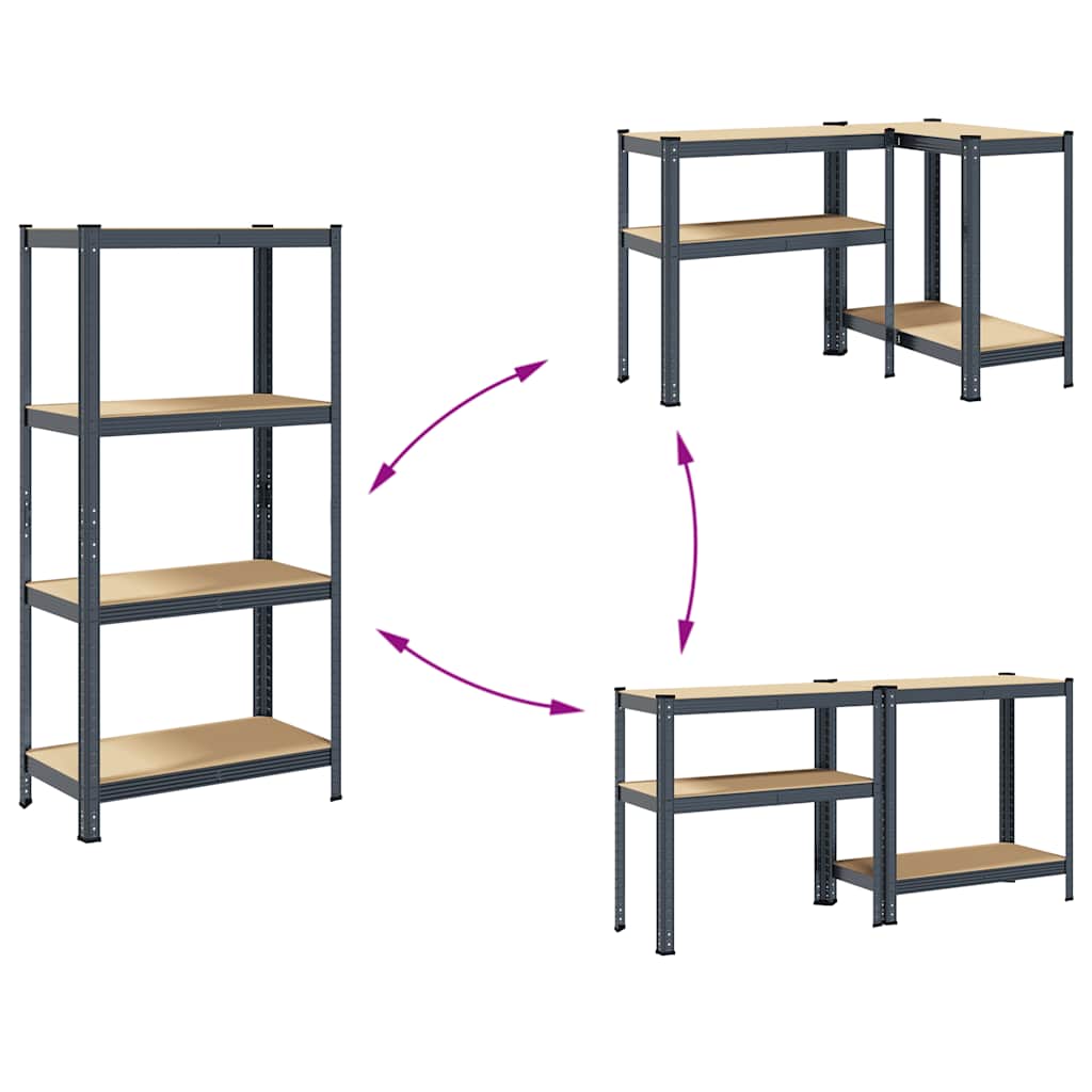 vidaXL Étagère de rangement 4 niveaux Anthracite Acier bois ingénierie