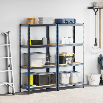 vidaXL Étagères de rangement à 4 niveaux 2 pcs acier bois d'ingénierie