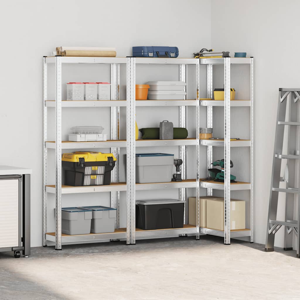 vidaXL Étagères de rangement à 5 niveaux 3 pcs acier bois d'ingénierie