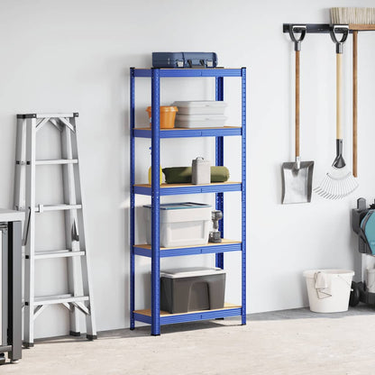vidaXL Étagère de rangement à 5 niveaux Bleu Acier et bois ingénierie
