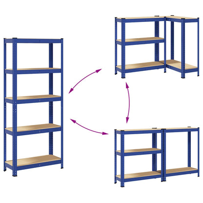 vidaXL Étagère de rangement à 5 niveaux Bleu Acier et bois ingénierie