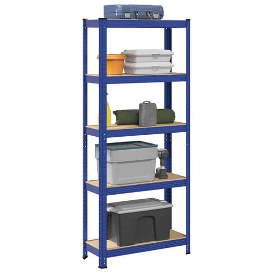 vidaXL Étagère de rangement à 5 niveaux Bleu Acier et bois ingénierie