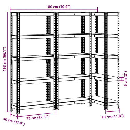 vidaXL Étagères de rangement à 5 niveaux 3 pcs Bleu