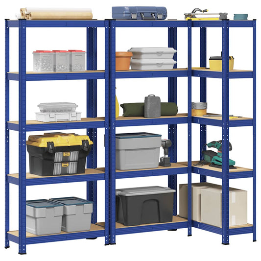 vidaXL Étagères de rangement à 5 niveaux 3 pcs Bleu