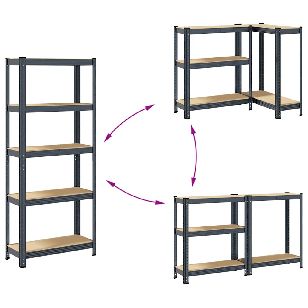 vidaXL Étagère de rangement 5 niveaux Anthracite Acier bois ingénierie