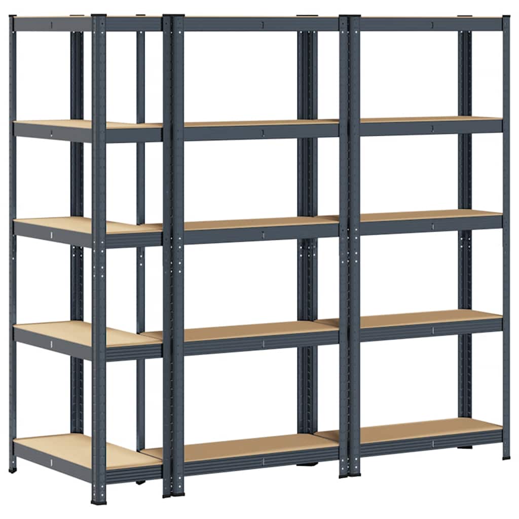 vidaXL Étagères de rangement 5 niveaux 3 pcs acier bois d'ingénierie