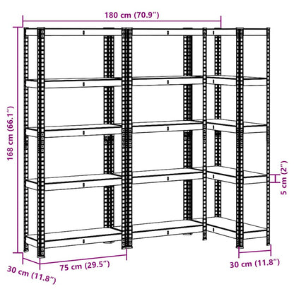 vidaXL Étagères de rangement 5 niveaux 3 pcs acier bois d'ingénierie