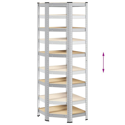 vidaXL Étagère d'angle à 5 niveaux Argenté Acier et bois d'ingénierie