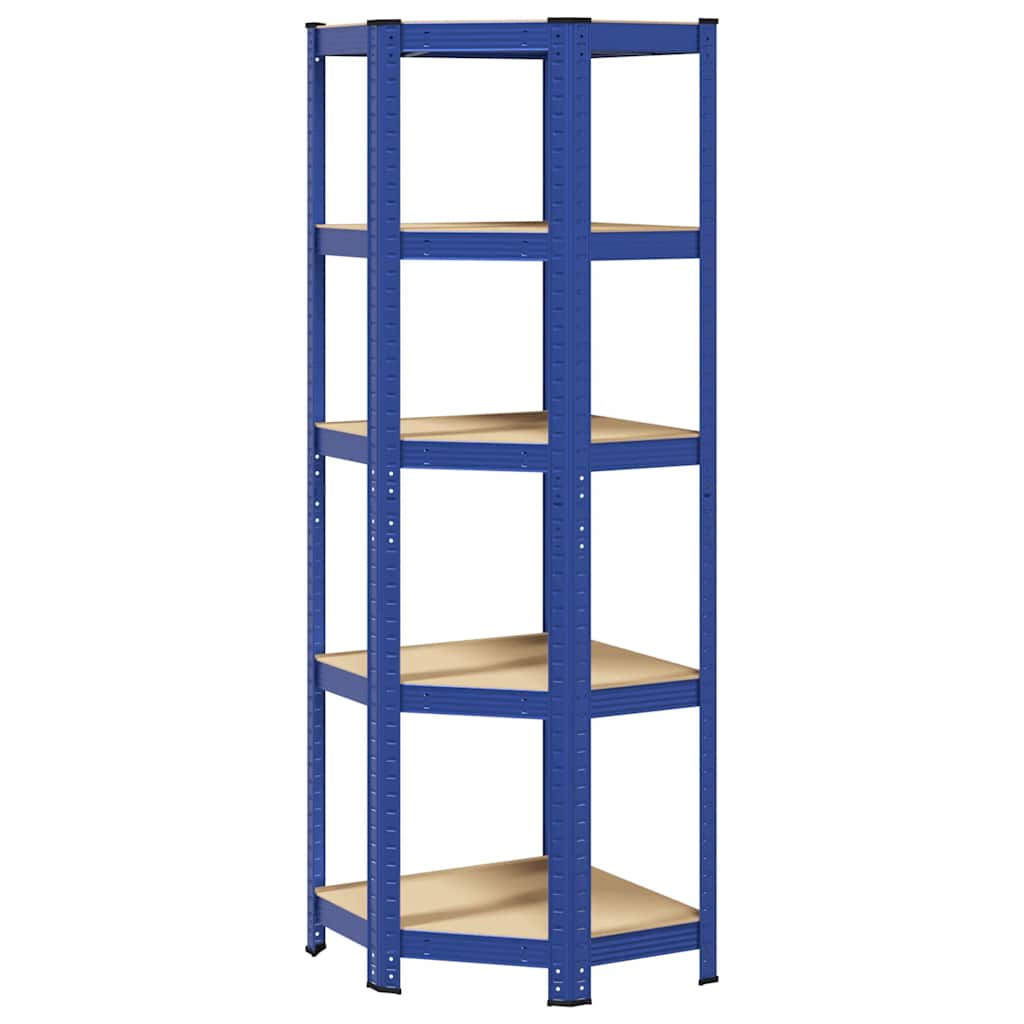 vidaXL Étagère d'angle à 5 niveaux Bleu Acier et bois d'ingénierie