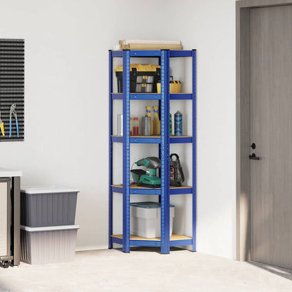 vidaXL Étagère d'angle à 5 niveaux Bleu Acier et bois d'ingénierie