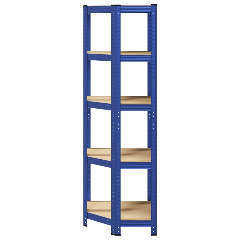 vidaXL Étagère d'angle à 5 niveaux Bleu Acier et bois d'ingénierie