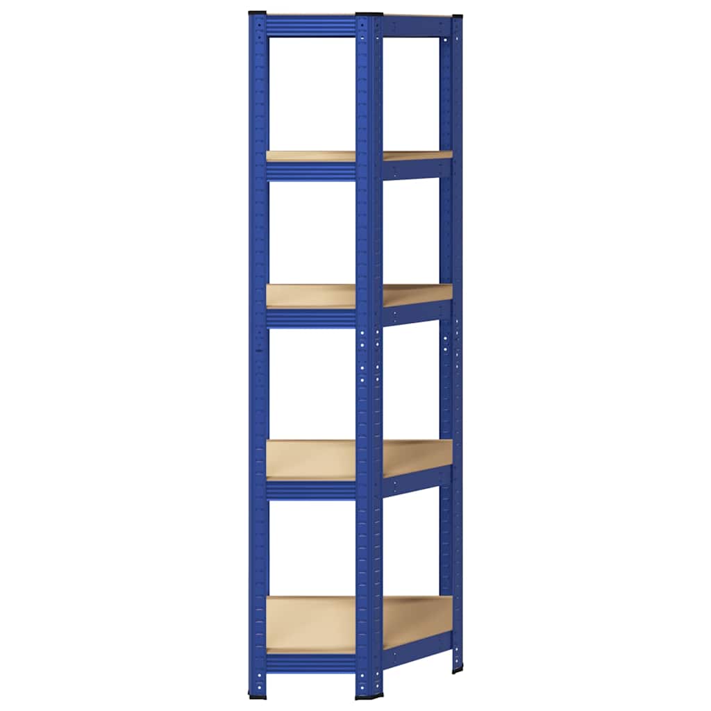vidaXL Étagère d'angle à 5 niveaux Bleu Acier et bois d'ingénierie