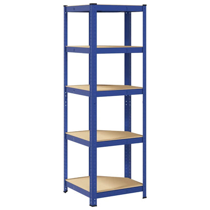 vidaXL Étagère d'angle à 5 niveaux Bleu Acier et bois d'ingénierie