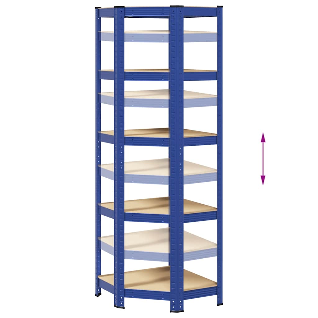 vidaXL Étagère d'angle à 5 niveaux Bleu Acier et bois d'ingénierie