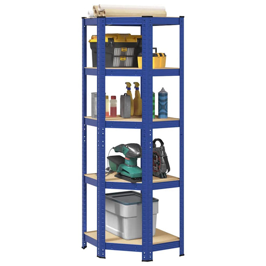 vidaXL Étagère d'angle à 5 niveaux Bleu Acier et bois d'ingénierie