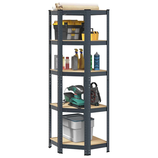 vidaXL Étagère d'angle à 5 niveaux Anthracite Acier bois d'ingénierie