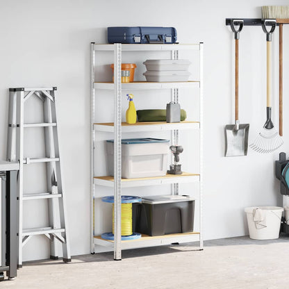 vidaXL Étagère de rangement 5 niveaux Argenté Acier et bois ingénierie