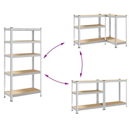 vidaXL Étagère de rangement 5 niveaux Argenté Acier et bois ingénierie