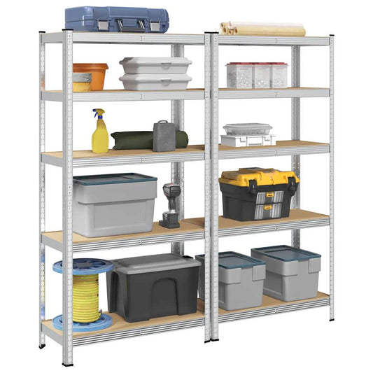 vidaXL Étagères de rangement à 5 niveaux 2 pcs acier bois d'ingénierie