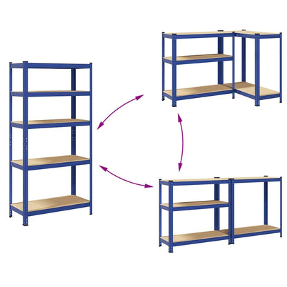 vidaXL Étagère de rangement à 5 niveaux Bleu Acier et bois ingénierie