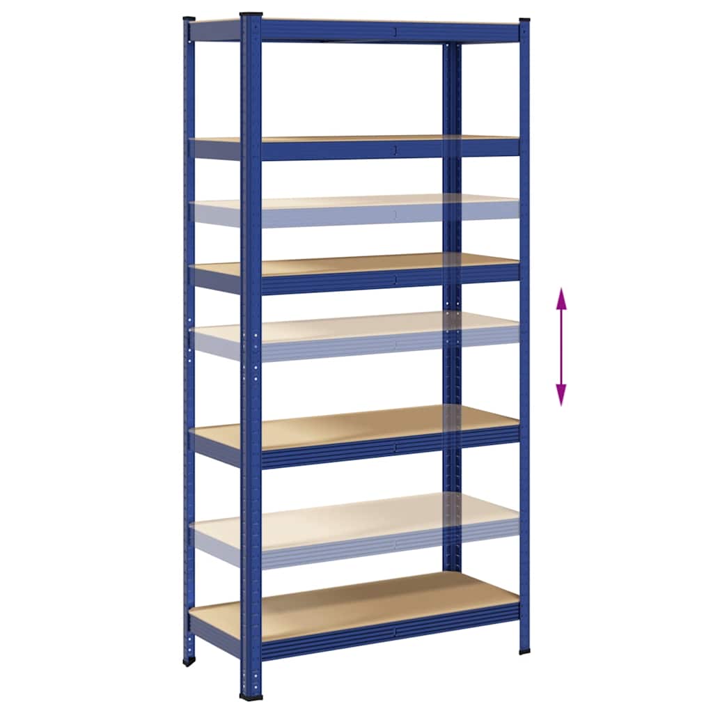 vidaXL Étagère de rangement à 5 niveaux Bleu Acier et bois ingénierie